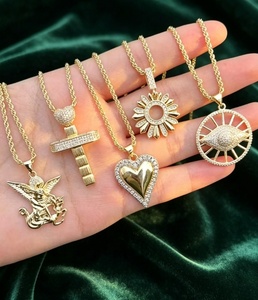 Collier pendentif cœur croix œil tendance pour femme, chaîne à maillons, accessoires de mode - Product Image 6