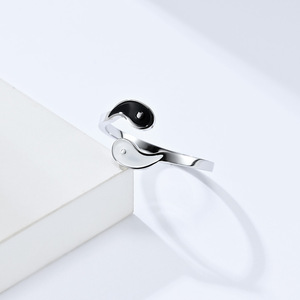 Unique and unisex yin-yang symbol <b>titanium</b> steel <b>ring</b>/band, a new national trend yin-yang double-tone men's and women's jewelry. - Product Image 3