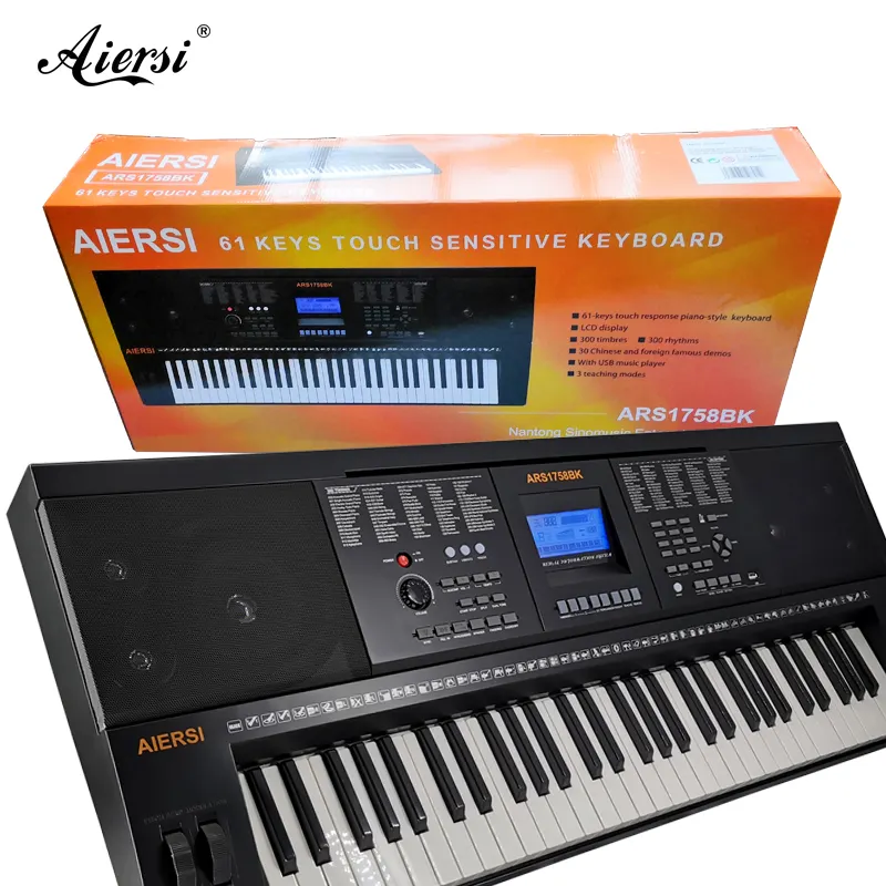 Aiersi brand portable MIDI USB piano keyboard 61 keys electronic organ hot sale for amusement park performance