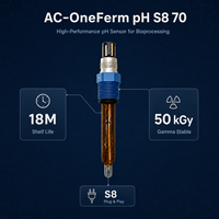 Acitek AC-OneFerm Elektroda pH Sekali Pakai Konektor S8 70mm Sensor Tahan Sinar Gamma Pengukur PH Industri OEM/ODM Akurasi 0.05