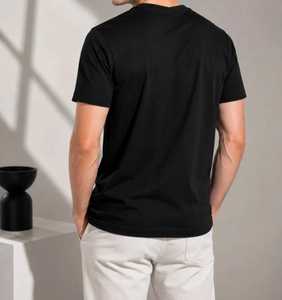 Men's <b>Black</b> V Neck Long Sleeve <b>T</b>-<b>Shirt</b> Regular Fit Knitted <b>Plain</b> Solid Casual 220 Grams Polyester/Cotton - Product Image 2