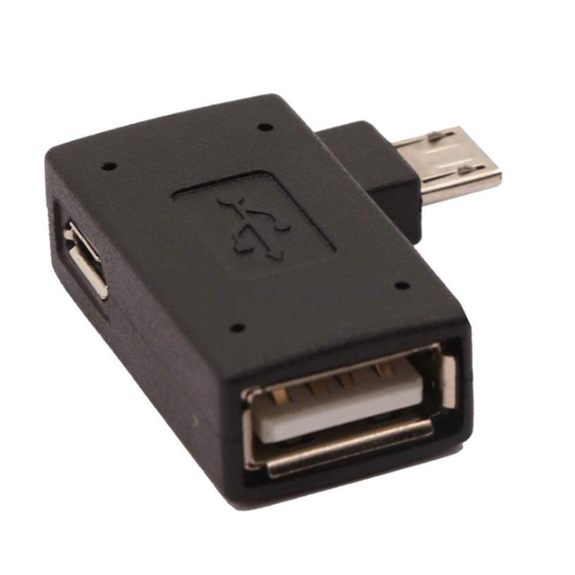 2 in 1 Micro Usb Otg Adapter 90 Degree Right Angled with Micro Usb Power Charging Port