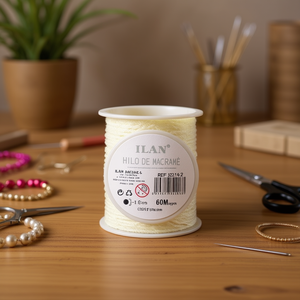 Corda per macramè Ilan 1,5 mm 60 m colore crema per artigianato e creazione di gioielli - Product Image 2