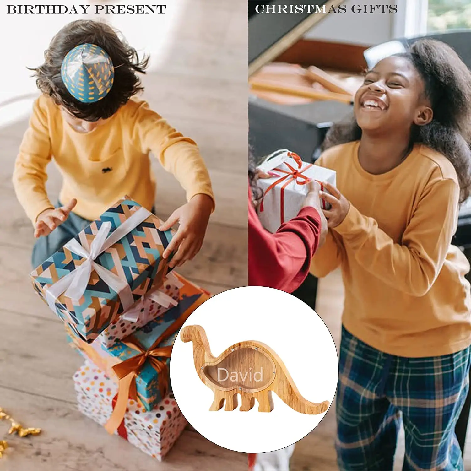 Children Dinosaur Coin Savings Bank Money Box Birthday Gifts Crafts Shaped Wooden Letter Animal Piggy Banks for Kids Opp Bag ZHE