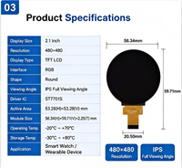 Module d'affichage LCD TFT rond, écran circulaire IPS, interface SPI, affichage haute luminosité pour montre intelligente, équipement industriel