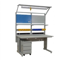 Mesa de Trabajo ESD para Reparación Diseñada para la Fabricación de Productos Electrónicos con Panel Perforado y Compartimentos para Componentes