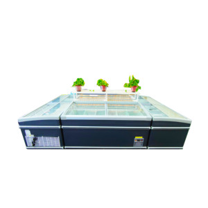 Thương mại kết hợp siêu thị đảo Tủ đông hải sản hiển thị khí hậu mát mẻ loại cửa kính kem làm kính sâu tủ đông - Product Image 3