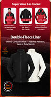 Veste d'hiver imperméable coupe-vent à capuche, marque unisexe 3 en 1 pour le ski, le snowboard, la pêche, l'équitation, la chasse et la navigation