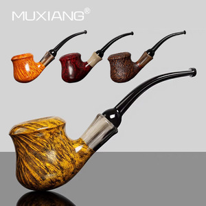 Muxiang Briar Wood Smoking Pipe Bent Type 3mm Smoke Channel Tobacco Pipe Gift - Product Image 1