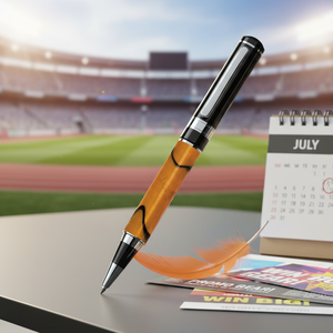 Bolígrafo Deportivo Personalizado con Diseño de Mármol Naranja, Bolígrafo Metálico con Pluma y Cuerpo de Plástico para Uso en Pancartas y Promociones - Product Image 3