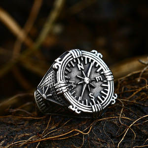 Bague croix pour homme en alliage plaqué argent antique, style punk, bijou de mode, cadeau pour usage quotidien - Product Image 2