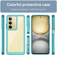 Coque de téléphone antichoc en TPU avec cadre d'objectif à bouton plaqué, anti-traces de doigts, coussin d'air et dos transparent en acrylique pour Realme