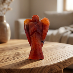 Figura de Ángel Tallada a Mano en Piedra Preciosa, Ágata Roja Natural, Decoración para el Hogar, Forma Libre - Product Image 1
