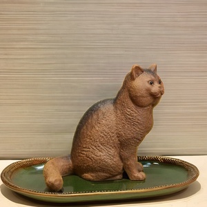 Artisanat en argile violette fait à la main richesse mignonne attirant le thé de chat animaux de compagnie thé de chat fait à la main jouant des ornements de cérémonie du thé - Product Image 3