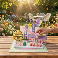 Tuiles de jeu de Mahjong portables de luxe modernes en acrylique violet clair à 4 couches, personnalisables en gros pour enfants
