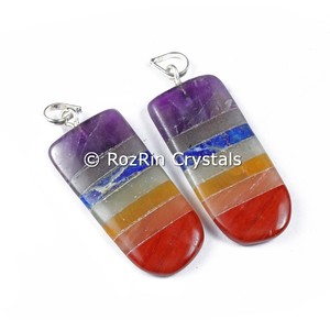 Colgante en forma de caramelo bonded de Chakra, venta al por mayor, colgante de metal de piedra de Chakra - Product Image 2