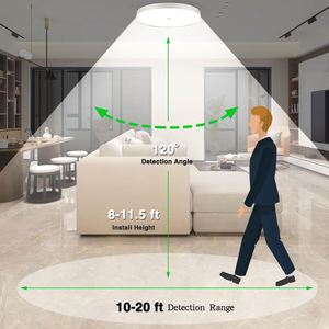 2024 Plastic Contemporary <b>LED</b> Ceiling <b>Light</b> Human <b>Sensor</b> Hotel Use 5-8m Detection Range 6000K/3000K Color Temp 25000 Hours - Product Image 5