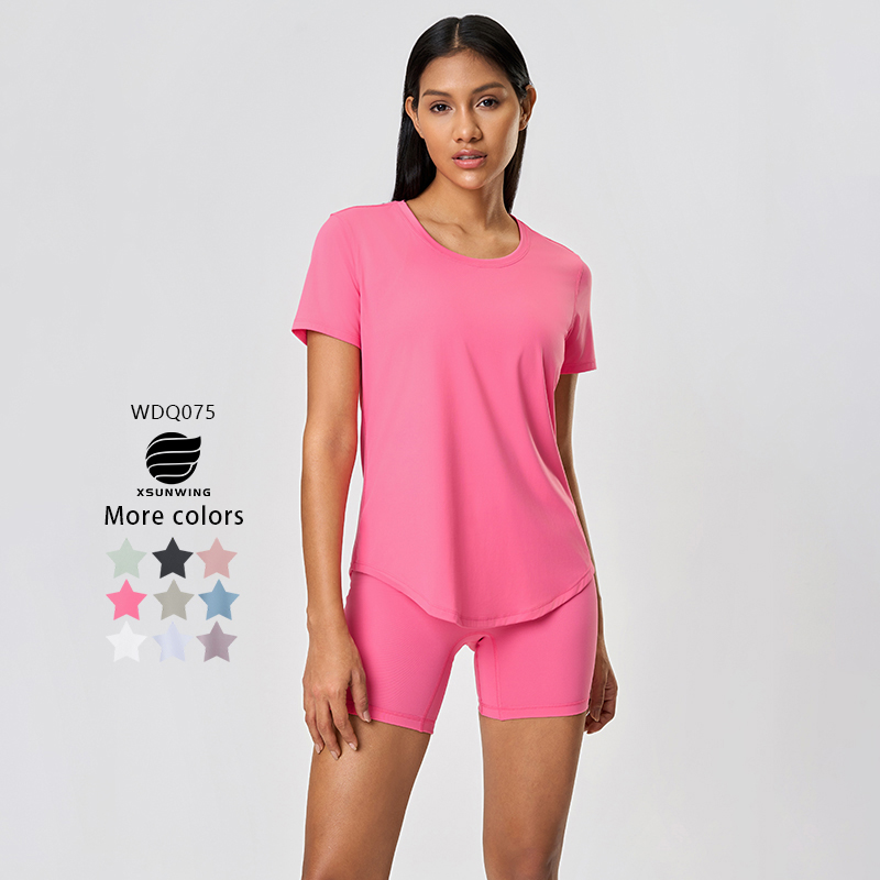 Xsunwing Ropa Deportiva Mujer Ladies Casual Quick-dry Short-sleeve T-shirt for Women Loose Running Fitness Gym Yoga Tops WDQ075