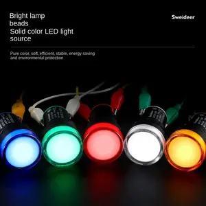 Luces indicadoras LED de cabeza redonda rojo verde amarillo azul luz de señal 16mm 22mm mini lámpara piloto de señal