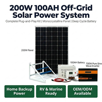 Kit de Generador Solar Completo para Monitoreo Remoto, 200W, Batería de Gel de 100Ah con Salida de CC y Protección Contra Sobrecarga