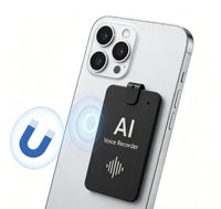 Microphone à conduction osseuse OEM/ODM SDK Enregistreur vocal IA Carte aimants MagSafe VPU/Microphone de contact 64 Go 128 Go 256 Go BLE/Wifi AEC