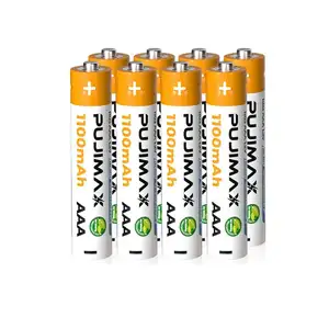 PUJIMAX 8 pz batterie 1100Mah AAA 1.2V batterie ricaricabili universale Nimh batteria per microfono blocco impronte digitali