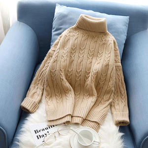 レディースタートルネックレギュラースリーブフリーサイズ韓国秋ビーズフロントロゴタッセル中空セーターシャツ - Product Image 2