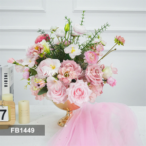 DKB Artificial Silk Flower Balls Centerpieces White <b>pink</b> Green Large Wedding Flower Balls <b>Table</b> Centerpieces Flower Ball - Product Image 2