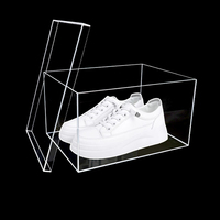 Boîte de collecte transparente et brillante personnalisée en usine avec couvercle scellant la boîte à chaussures en acrylique anti-poussière et étanche à l'humidité pour la maison