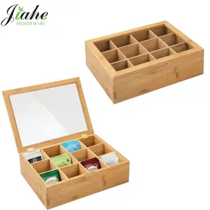 Bambus Tee Lagerung Box Tee Tasche Organizer oder Küche Würze Halter mit 12 Unterteilt Fächer