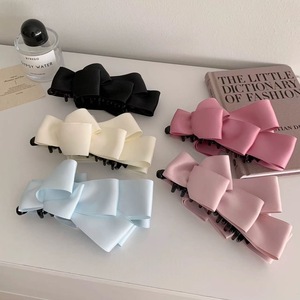 Pinzas para el Cabello con Lazo de Color Sólido, Pinzas de Plástico/Tela Tipo Banana para Niñas, Multiusos, para Peinados de Fiesta - Product Image 1