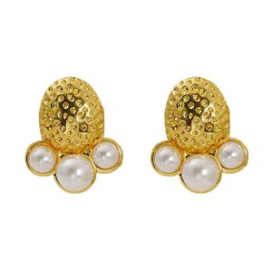 Fashion Stud Earrings Pearl 18K Gold Stainless Steel Geometric Design Party Wear - Product Image 5