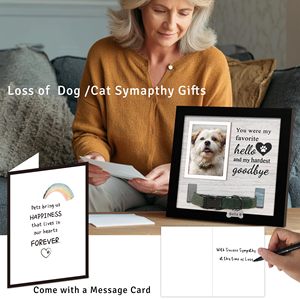 2026 Caisse de présentation commémorative noire pour animaux de compagnie, cadre boîte à ombre pour collier et <span class=keywords><strong>photo</strong></span>, pour la commémoration des chiens et des chats - Product Image 3