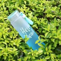 Ming Chuan para niños grande portátil 800ml tipo paja botella de agua lindo oso gradiente diseño verano plástico mano agarre