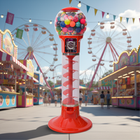 Distributeur automatique de bonbons et de jouets en spirale rouge à monnayeur Niudele, capacité de 160 à 800 pièces, en PC/ABS, garantie 1 an, 130 cm