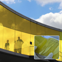 Película Transparente Amarilla Autoadhesiva para Vidrios de Edificios, Control Solar para Ventanas, Aislamiento Térmico para Sala de Estar y Cocina
