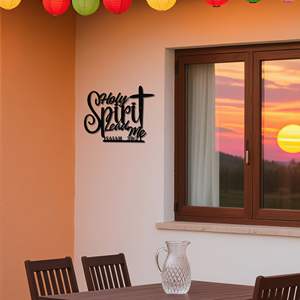 Decoraciones Metálicas de Pared con Escrituras Bíblicas - "Espíritu Santo, Guía mi Camino", Letrero Religioso con Cruz, Decoración Cristiana para <span class=keywords><strong>el</strong></span> Hogar - Product Image 5
