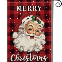Çim açık kullanım için çift taraflı bahçe bayrakları dekoratif tatil noel Elk noel baba çan asılı bayraklar