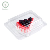 Boîte d'emballage rectangulaire transparente en plastique avec couvercle pour fromage, crème glacée, gâteau aux fruits, sushi, avec gaufrage élégant pour produits alimentaires