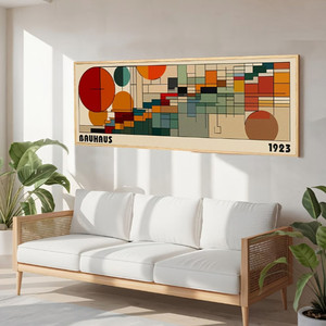 Affiche murale sur toile Bauhaus 1923, impression artistique moderne classique, peinture <span class=keywords><strong>panoramique</strong></span> horizontale sur le thème de l'espace, décoration de la maison - Product Image 1