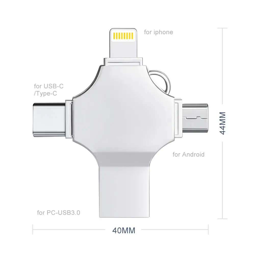 โลโก้Cleที่กําหนดเองโลหะ 4 ใน 1 Otg USBแฟลชไดรฟ์ประเภทCการ์ดหน่วยความจําStick PenDrive USB 3.0 แผ่นคีย์ปากกาไดรฟ์ 16GB 32GB 64GB 128