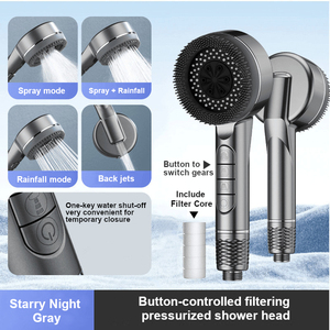 KYJ High-Pressure Handheld Shower Head Adjustable Water Flow Multiple Massage Spray Patterns Bathroom Faucet Accessory