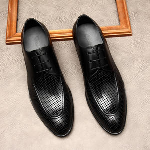 Chaussures de bureau et de carrière pour hommes en cuir de vache véritable à bout pointu, avec soutien de la voûte plantaire et empeigne en maille respirante - Product Image 6