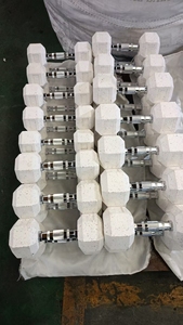 Ensemble d'haltères de musculation personnalisés de haute qualité, 25 kg, haltères ronds en caoutchouc blanc pour salle de sport commerciale et à domicile - Product Image 2