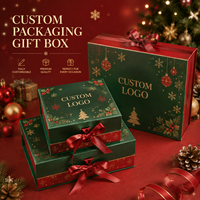 Coffret Cadeau Magnétique Vert et Rouge avec Ruban Rouge et Nœud, Logo Personnalisé OEM ODM pour Emballage Cadeau de Noël en Gros