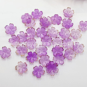 Acrylic Cherry Blossom 19mm Gold Edge Flower Petal Gradient DIY Handmade Accessories Flat Plate Laser Engraved Plastic Resin - Product Image 3