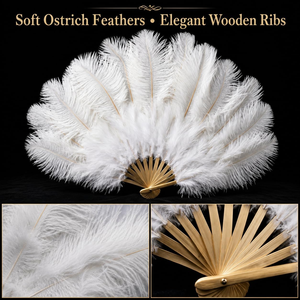 Abanico de Plumas de Avestruz Estilo Gótico Victoriano para Sesión de Fotos de Boda, Compromiso, Vampiro, Elfo, Condesa, Reina de Hielo, Hada de Primavera - Product Image 3