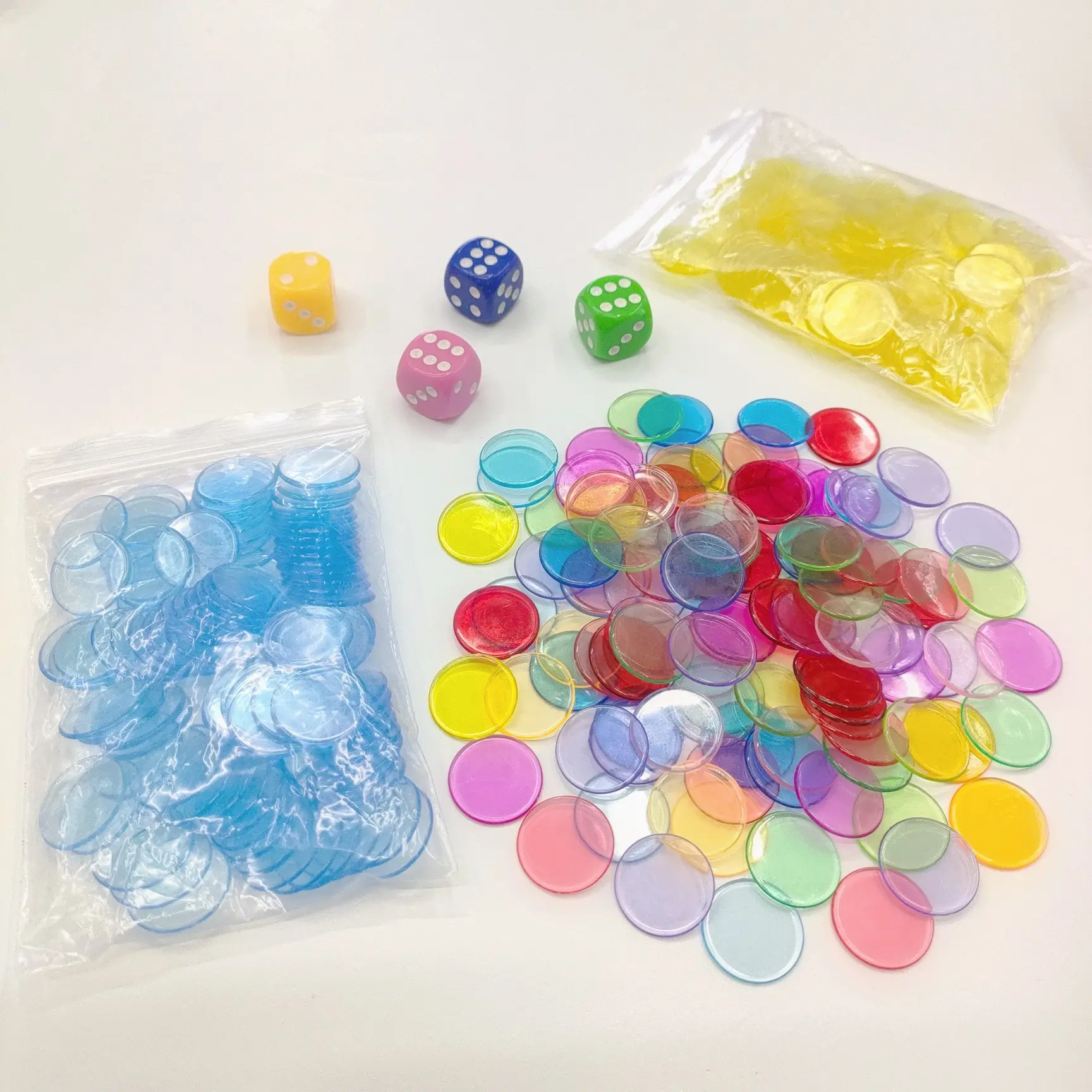 Chips de Bingo de 3/4 pulgadas, colores surtidos transparentes
