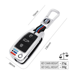 Étui de protection pour clé de voiture en alliage de zinc, gel de silice et TPU pour Audi Q3 Q7 Q5 TT Q2L A3 A1, porte-clés pliable, accessoires de sac - Product Image 4