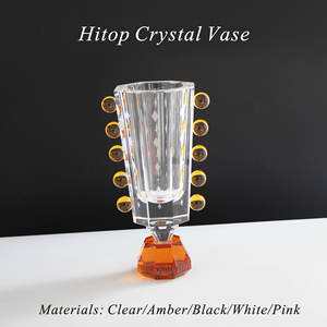 Vase à fleurs de table en cristal K9 moderne de luxe nordique, artisanat en cristal taillé à la main pour les occasions de mariage - Product Image 5